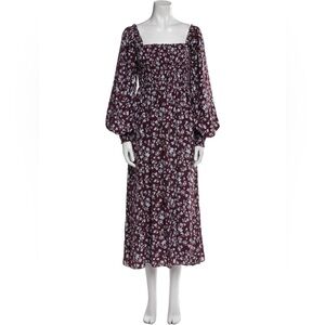 La Ligne Burgundy Floral Long Sleeve Dress